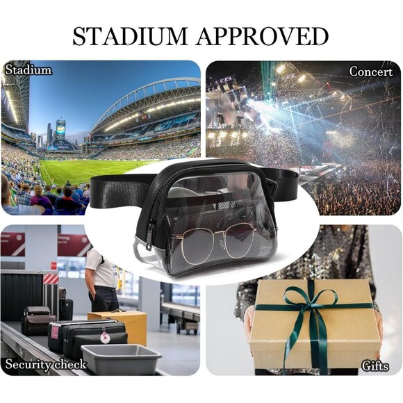 Clear Black Leather Waterproof Fanny Pack with Adjustable Strap for Men & Women - Picture 7 of 7